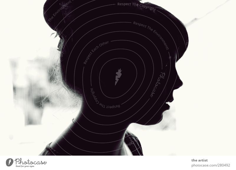 black and white Human being Feminine Young woman Youth (Young adults) Head 1 Black White Black & white photo Contrast Silhouette Profile Forward