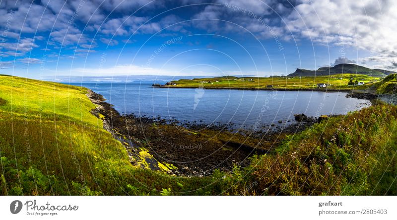 Landscape at the coast of the Isle of Skye in Scotland Atlantic Ocean Mountain Village Loneliness Relaxation Great Britain House (Residential Structure)