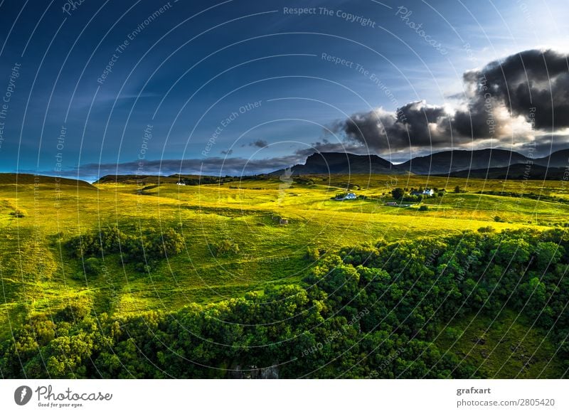 Landscape with Old Man Storr on Isle of Skye in Scotland Mountain Loneliness Relaxation Peaceful Great Britain House (Residential Structure) Highlands