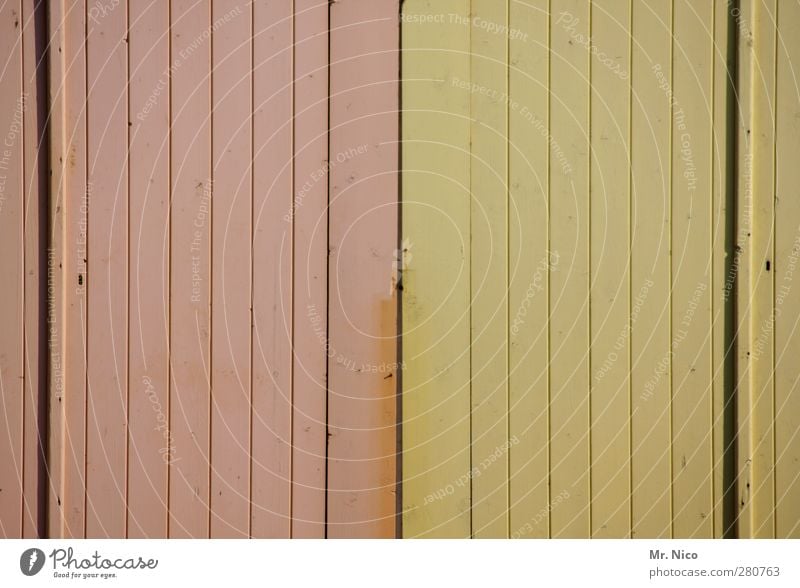 Two-coloured Hut Building Facade Door Yellow Pink Difference Wood Exceptional Structures and shapes Minimalistic Old Modernization Wooden door Old building