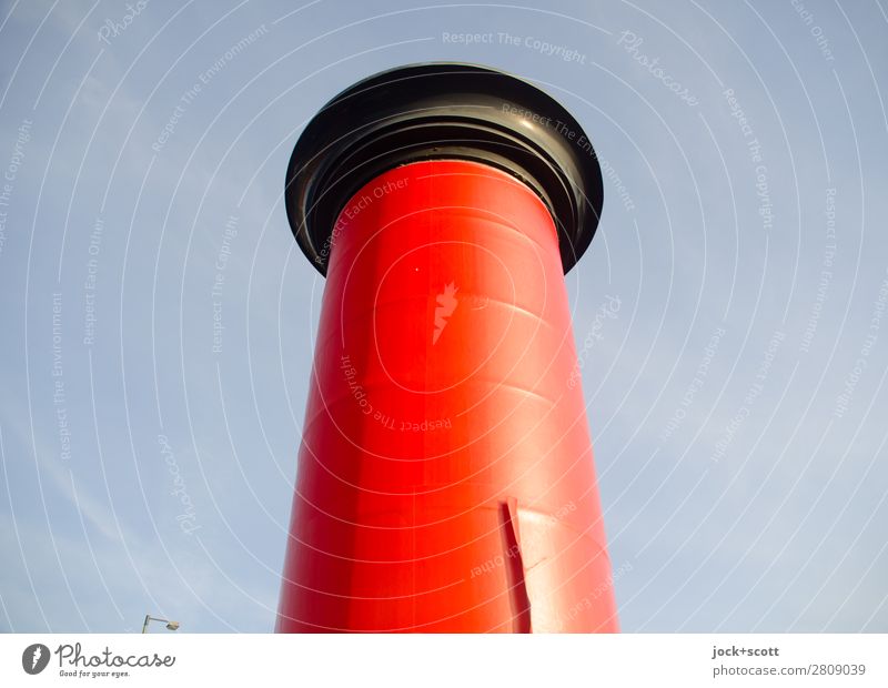 Short commercial break Advertising Industry Cloudless sky Beautiful weather Downtown Berlin Advertising column Structures and shapes Simple Original Warmth Red