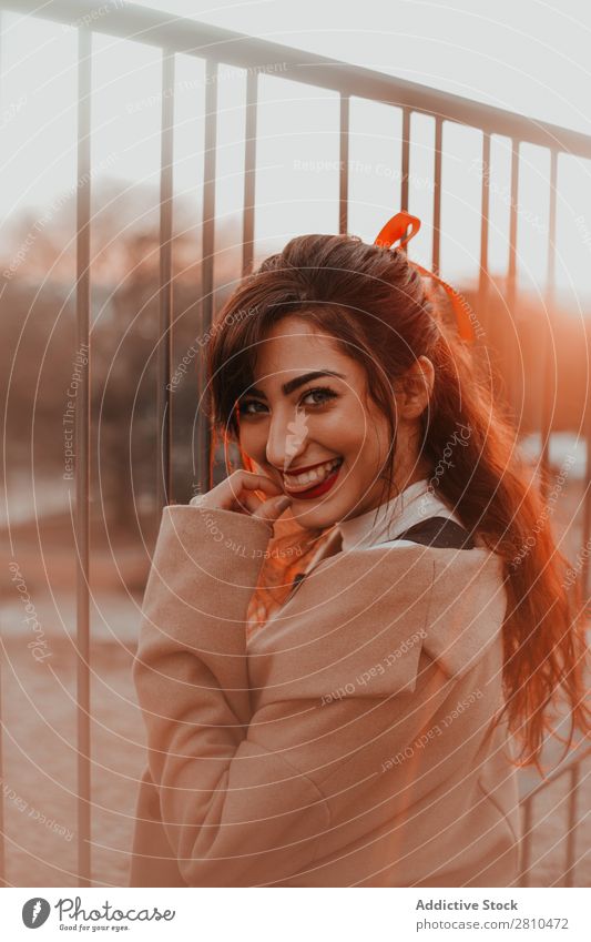 Attractive woman standing on street Woman Style Youth (Young adults) Street Beautiful Looking into the camera City Fashion pretty Model Human being