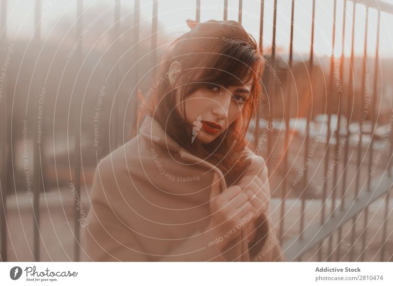 Attractive woman standing on street Woman Style Youth (Young adults) Street Beautiful Looking into the camera City Fashion pretty Model Human being