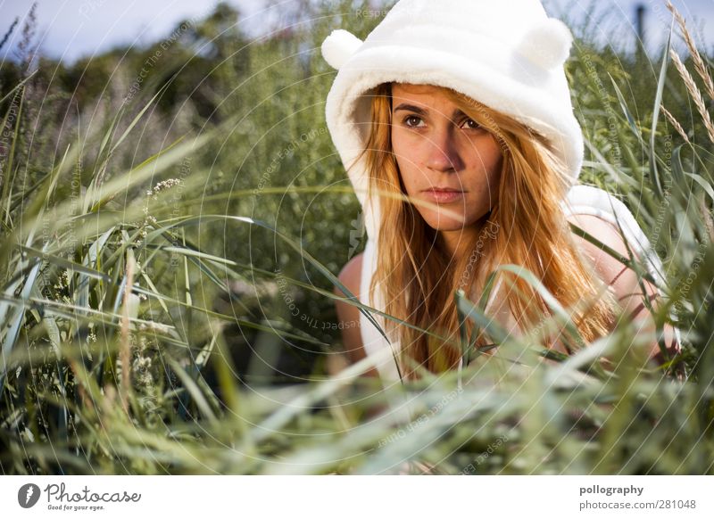 A polar bear on a summer holiday (II) Human being Feminine Young woman Youth (Young adults) Woman Adults Life Head 1 Environment Nature Plant Sky Summer Climate