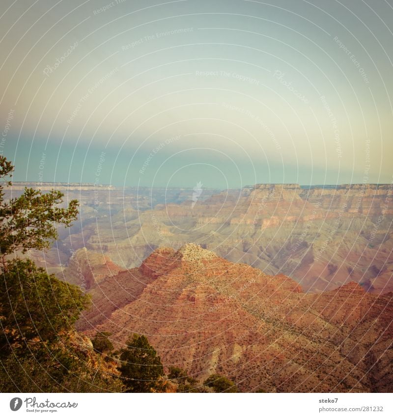 pastel canyon Sky Mountain Canyon Warmth Blue Brown Orange Red Grand Canyon Colour photo Exterior shot Deserted Copy Space top Twilight Panorama (View)