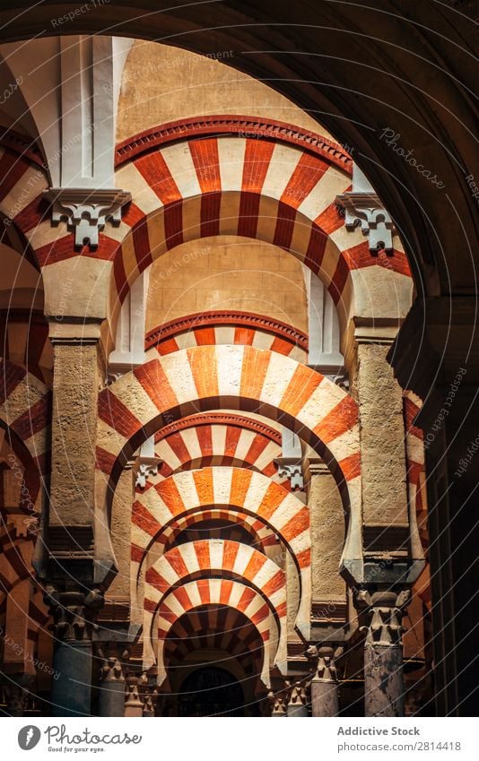 Interior of The Cathedral and former Great Mosque of Cordoba Mezquita Interior design Islam Spain Building World heritage islamic Decoration Arch Stone White