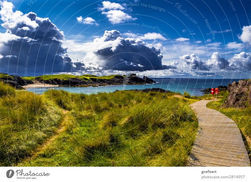 Sandy beach Clachtoll Beach near Lochinver in Scotland Atlantic Ocean clachtoll beach Dune Beach dune Loneliness Relaxation Great Britain Climate Climate change