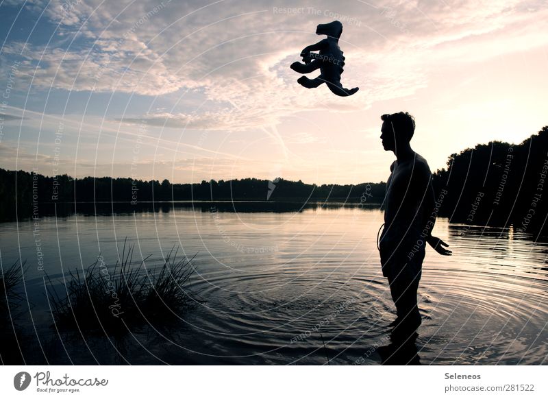 It´s raining dinosaurs Summer Sun Sunbathing Waves Human being 1 Environment Nature Landscape Water Sky Clouds Horizon Beautiful weather Plant Coast Lakeside