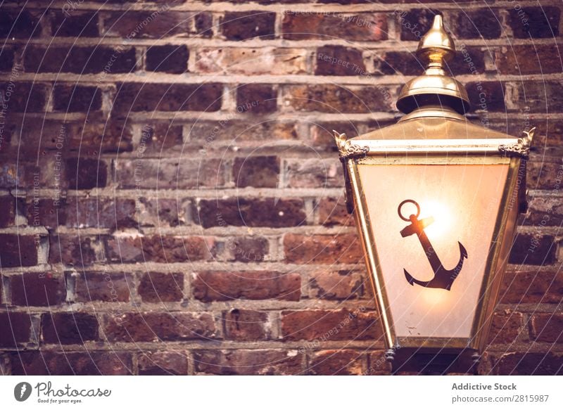 Background of brick wall with lantern Brick wall Consistency Lantern Wall (building) Old Pattern Decoration Lamp Anchor Illustration Tracks Light Universe