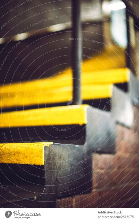 Ladder in London Underground Stairs Platform Station Transport Railroad City Town Deserted Tunnel Red Exterior shot Great Britain England Vientiane British