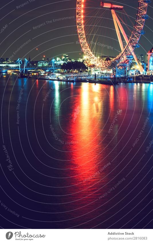 LONDON, UK - OCTOBER 13, 2016: Cropped shot of a London eye ferr London Eye Night Light England City Tourism Eyes Landmark thames Skyline River Great Britain