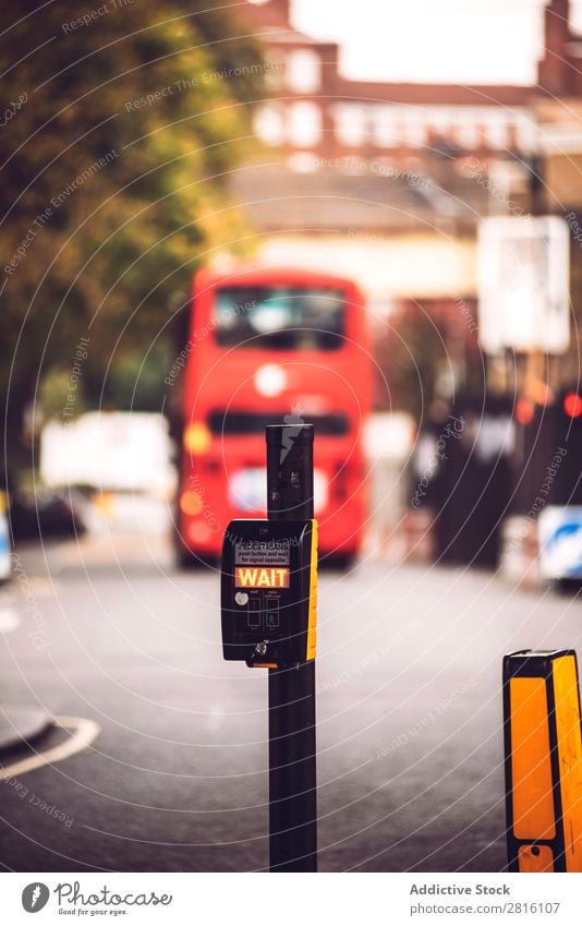 Parking meter at the street of London Meter Street Car Red Bus Wait Area Town timer Ticket Time holders united kingdom Transport Sign permit Blur