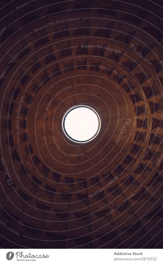 Interior of Rome Agrippa Pantheon, Italy Light Dome domed Landmark Roof Interior design Detail Italian Sunbeam historical Stone Vacation & Travel Marble