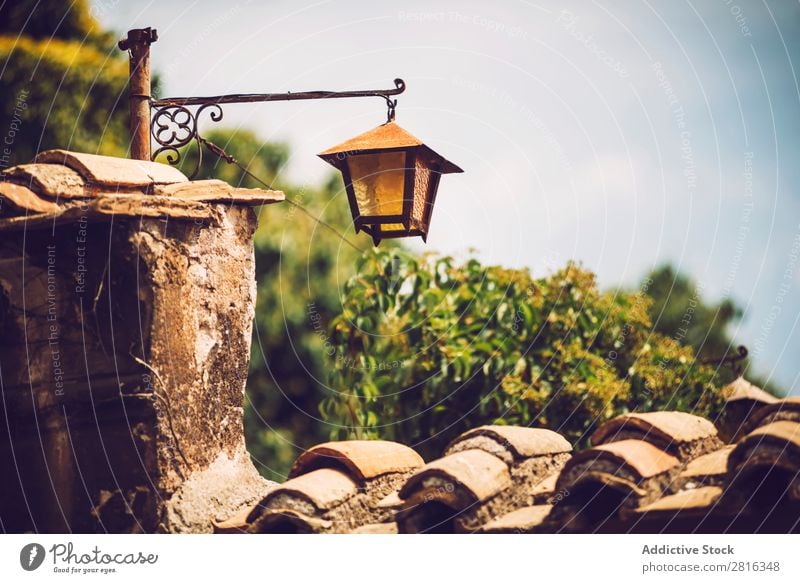 Detail of Rome city, Italy. Old Lantern Street Close-up Vintage European Exterior shot Ancient Italian Destination Vacation & Travel Vantage point Town Landmark