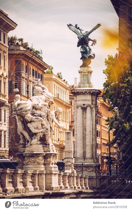 Beautiful street view of Rome, Italy Exterior shot Italian Street Destination Town Colour national Vacation & Travel Vantage point Landmark Culture scenery