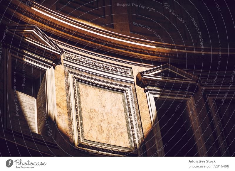 Interior of Rome Agrippa Pantheon, Italy Light Dome domed Landmark Roof Interior design Detail Italian Sunbeam historical Stone Vacation & Travel Marble