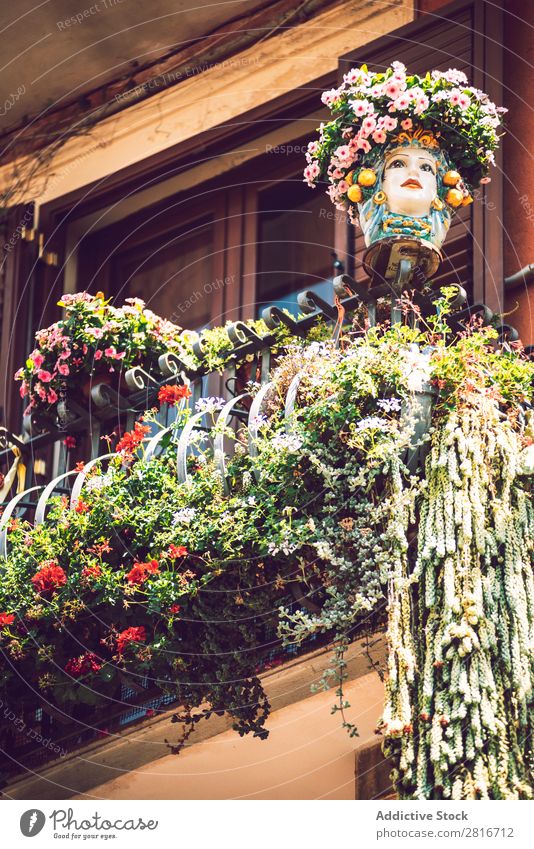 Detail view of typical urban sicilian decoration in Sicily, Italy. Texture background Architecture Europe House (Residential Structure) Mediterranean Art Street