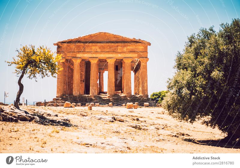 View of the Valley of the Temples in Agrigento, Sicily, Italy Greek sicilia hellenistic Stone Vacation & Travel Sicilian Landmark Column doric touristic God