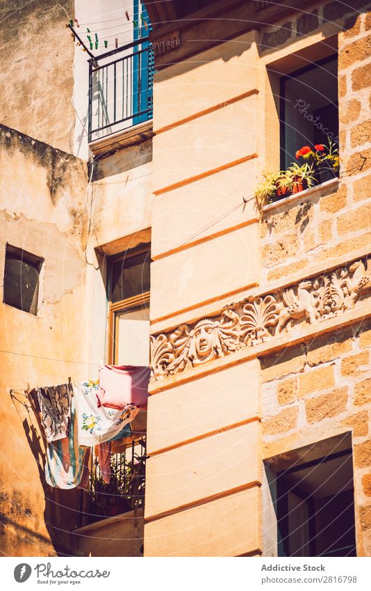 Detail view of typical urban sicilian decoration in Sicily, Italy. Texture background Architecture Europe House (Residential Structure) Mediterranean Art Street