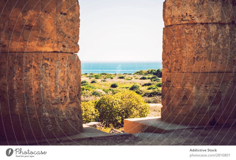 Ancient Greek temple in Selinunte, Sicily, Italy. Detail view. Agrigento sicilia hellenistic Stone Vacation & Travel Sicilian Landmark Column doric touristic