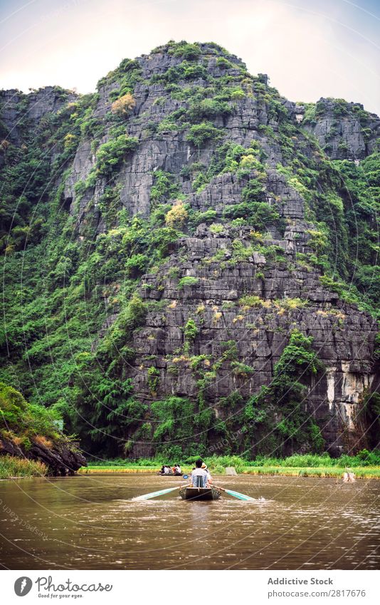 Landscape Vietnam. River view in the dim light of dusk at Ninhbi Asia asian Banana Beautiful Watercraft tam coc Can Tho cho ninh binh ninhbinh Culture Delta