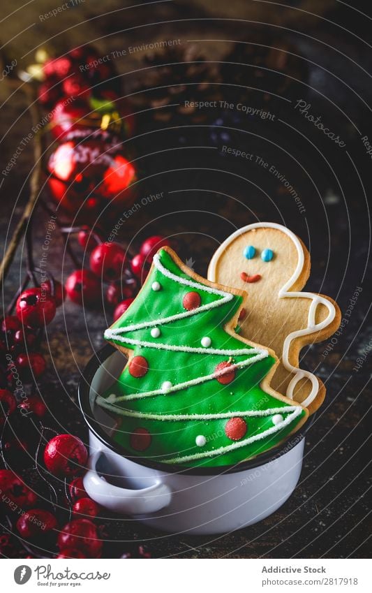 Christmas cookies on wooden table Christmas & Advent Cookie Biscuit Food Decoration Background picture Ornaments Home-made Gourmet Sweet Baking Snack