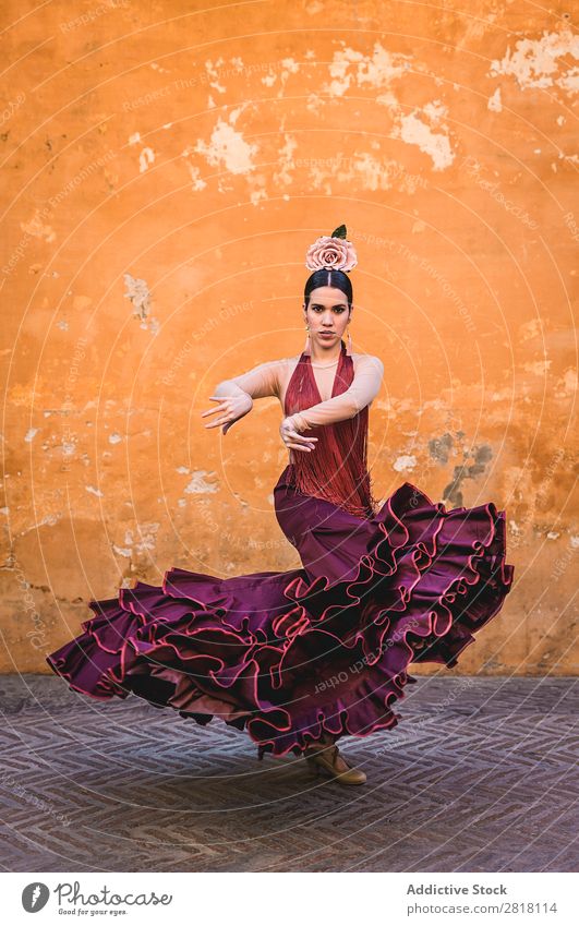 flamenco dancer in the streets of sevilla Flamenco Street Seville Dance Costume Characteristic Spain Spanish Andalusia Woman Youth (Young adults) Brunette