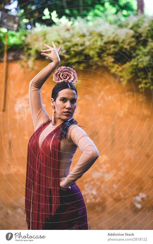 flamenco dancer in the streets of sevilla Flamenco Street Seville Dance Costume Characteristic Spain Spanish Andalusia Woman Youth (Young adults) Brunette