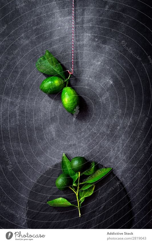 Fresh lemons on dark table Lemon Fruit Food Background picture Diet Green Healthy Natural Organic Raw Agriculture Mature Table Bird's-eye view Vegetable