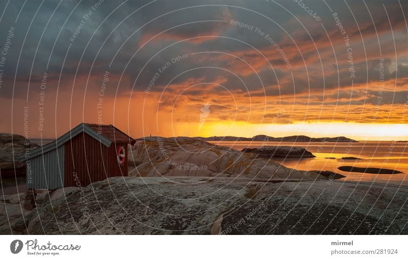 Sweden West Coast Landscape Water Sky Clouds Sunrise Sunset Summer Relaxation Peace Serene Idyll Colour photo Exterior shot Deserted Evening Twilight Wide angle