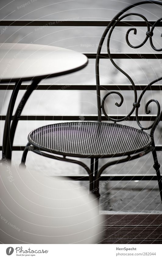 street café Terrace Metal Gray Esthetic Leisure and hobbies Uniqueness Table Chair Café Sidewalk café Empty Free Colour photo Subdued colour Exterior shot