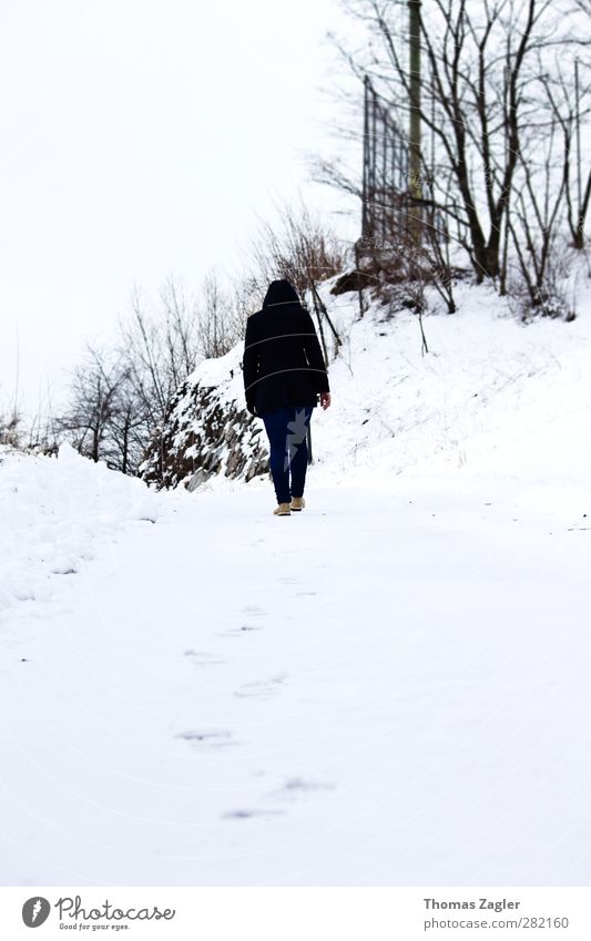 on the way Style Winter Snow Hiking Closing time Human being Feminine Young woman Youth (Young adults) Woman Adults Body 18 - 30 years Landscape Bad weather Ice