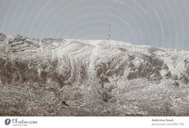 Peaceful mountain covered with snow Hill Snow Mountain Tower Attic Nature Landscape White Winter Panorama (Format) Cold Beautiful Vantage point Seasons Clouds