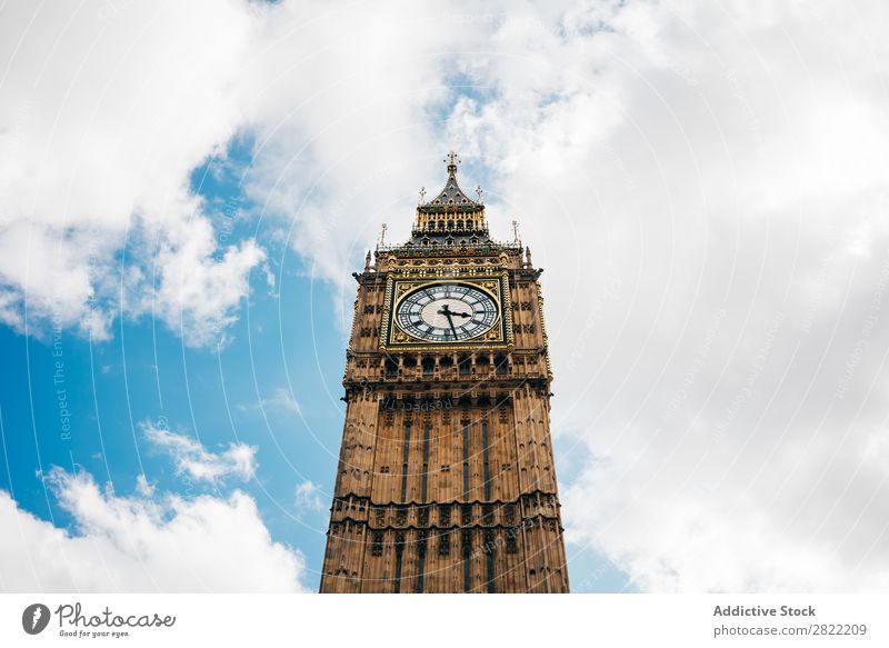 Clock tower on blue sky Tower Architecture London Town England Sightseeing medieval Gothic style Historic Sky Famous building Building Blue sky Landmark