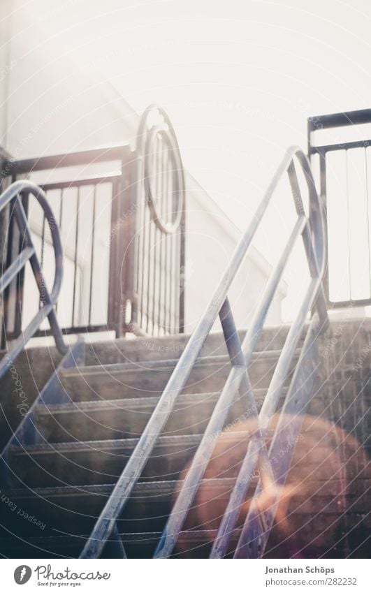 Stairs on the Thames London Anticipation Banister Handrail Go up Lens flare Themse Upward Bright Summer Ambiguous Colour photo Exterior shot Deserted Day Light