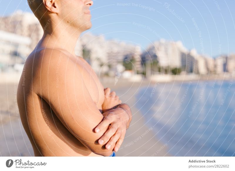 Diver in wet suit standing on beach Man Beach Ocean Vacation & Travel Wetsuit Nature Adventure Sunbathing Leisure and hobbies Beauty Photography Relaxation