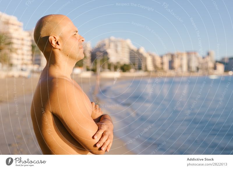 Diver in wet suit standing on beach Man Beach Ocean Vacation & Travel Wetsuit Nature Adventure Sunbathing Leisure and hobbies Beauty Photography Relaxation