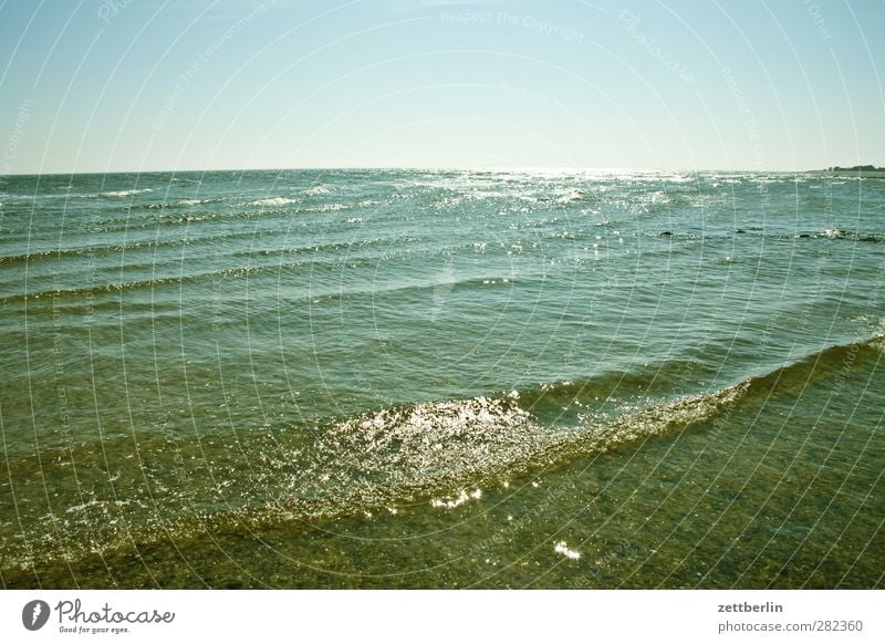 Small wave Environment Nature Landscape Air Water Sky Cloudless sky Summer Waves Coast Lakeside River bank Beach Baltic Sea Ocean Emotions Joy Wanderlust