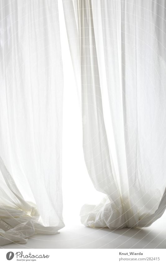 White curtains Drape drapes Esthetic Back-light Light Bright Colour photo Studio shot Deserted Artificial light Central perspective