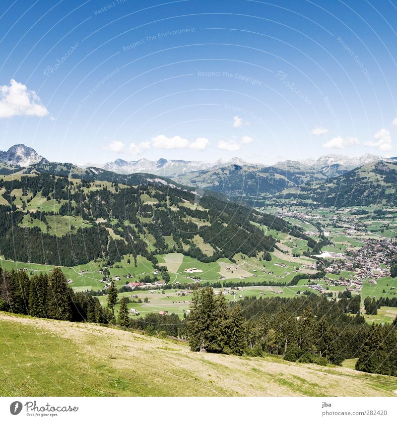 Gstaad Tourism Trip Summer Mountain Hiking Nature Landscape Clouds Autumn Beautiful weather Field Forest Alps Peak Village Esthetic Hill Mountain range