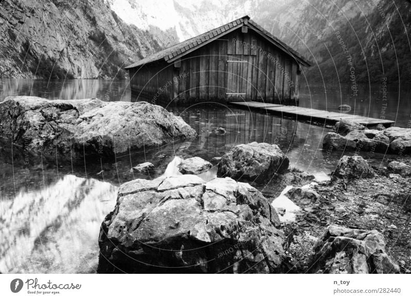 boathouse Environment Nature Water Autumn Beautiful weather Forest Rock Alps Mountain Lake Looking Dream Large Infinity Clean Moody Adventure Idyll Calm