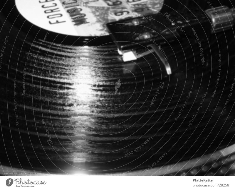 scratchy Disc jockey Record player Night Macro (Extreme close-up) Close-up Black/White Music Turntable