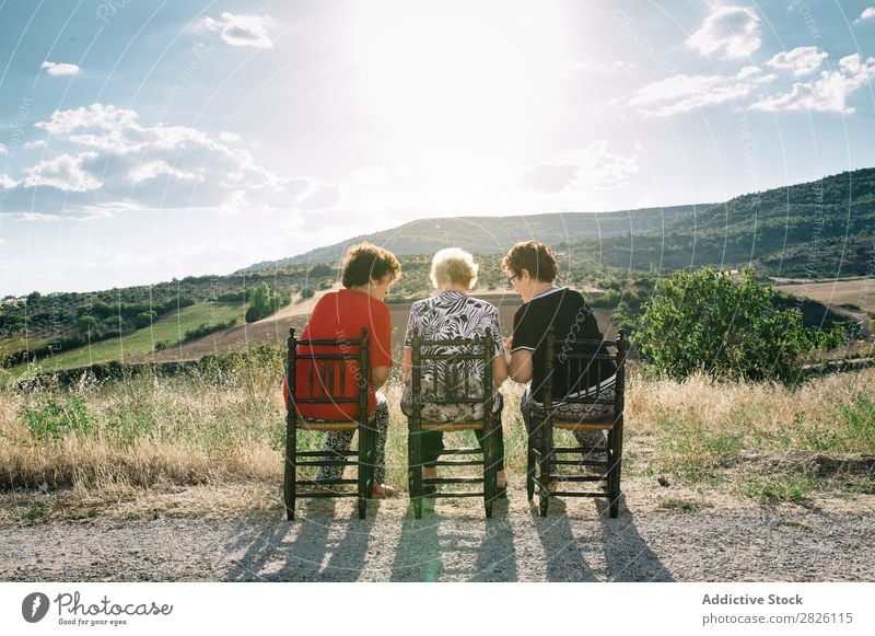 Three women of age advanced with smartphone, in the field Old Human being Telephone New Interlaced Lifestyle Mature Mobile Modern retired Retirement Touch