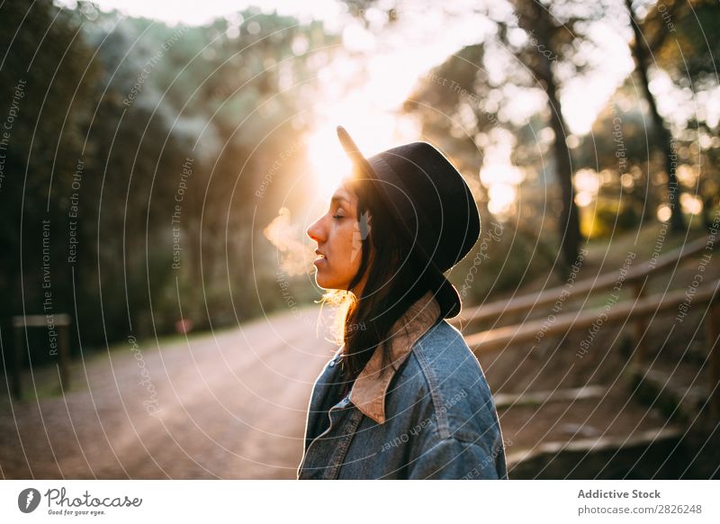 Indian woman in a countryside road Woman Tourist Forest Portrait photograph Street Autumn Rural Nature Relaxation Silent Youth (Young adults) pretty Cheerful