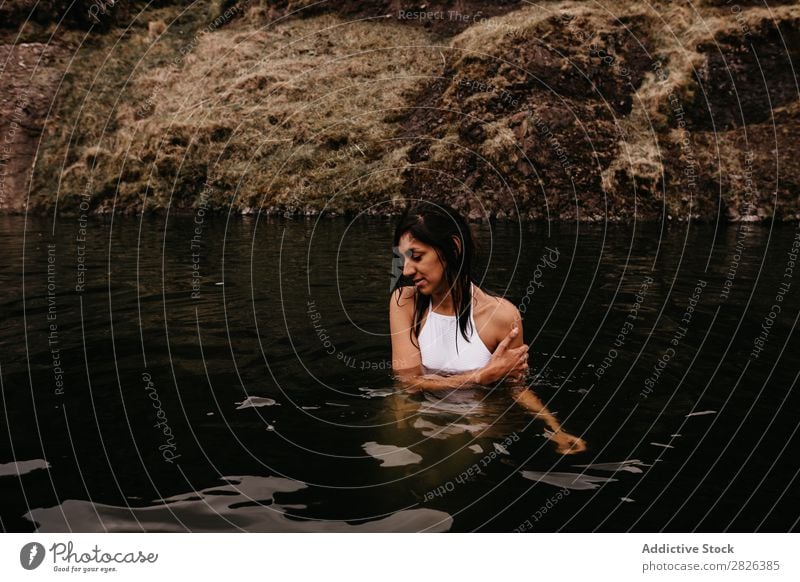 Woman relaxing in hot spring thermal spring Relaxation Tourism Wellness Vacation & Travel Swimming & Bathing Resort Water Therapy Volcanic enjoying Spa Healthy