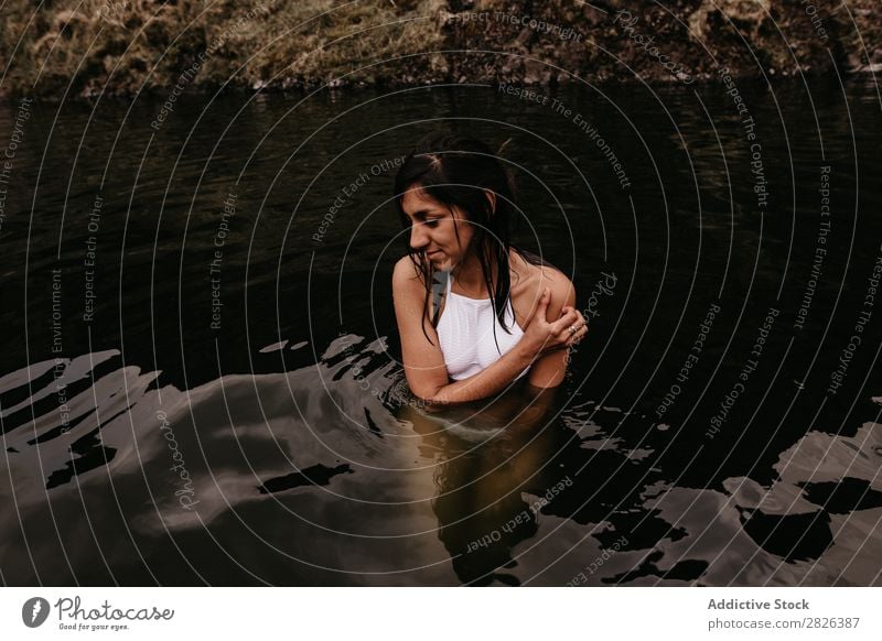 Woman relaxing in hot spring thermal spring Relaxation Tourism Wellness Vacation & Travel Swimming & Bathing Resort Water Therapy Volcanic enjoying Spa Healthy