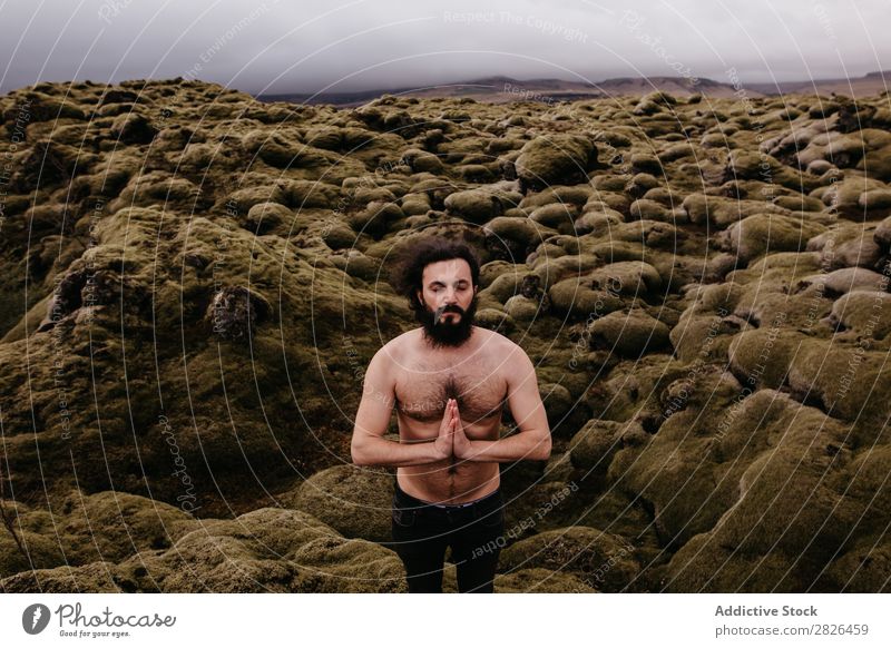 Shirtless muscular bearded man in Icelandic nature Man topless Muscular Nature Youth (Young adults) Summer Lifestyle Human being Mountain handsome shirtless