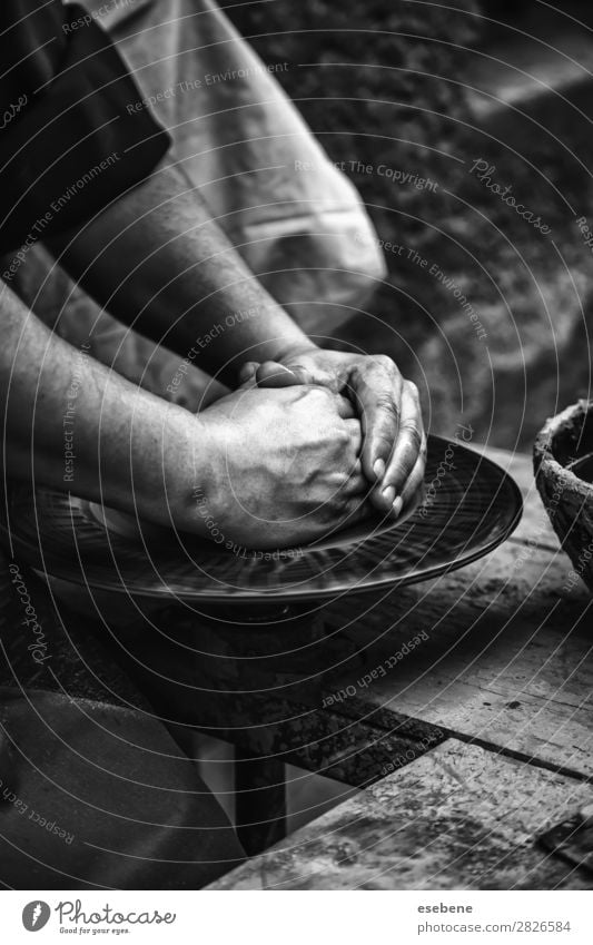 Hands of a potter shaping clay Bowl Pot Handicraft Child Work and employment Craft (trade) Human being Woman Adults Fingers Art Culture Touch Make Dirty Wet