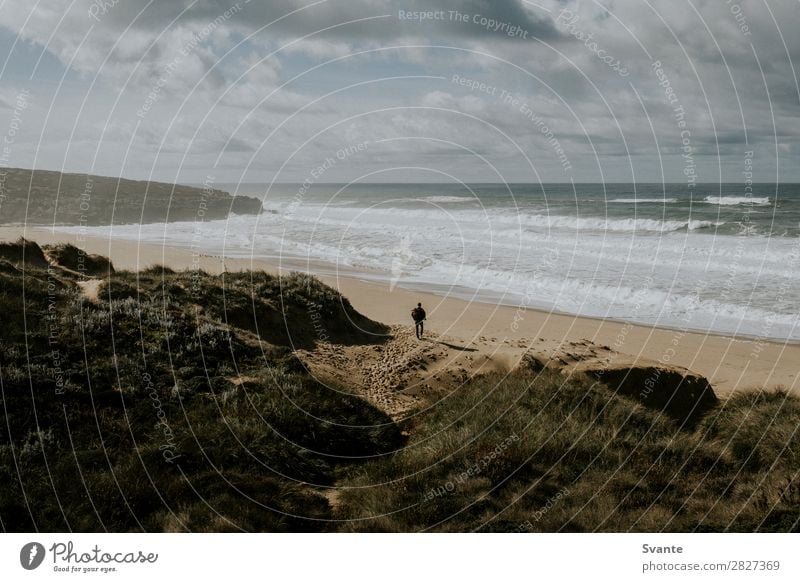 One person walking on beach in Portugal Lifestyle Vacation & Travel Trip Adventure Far-off places Freedom Beach Ocean Waves Human being Man Adults 1