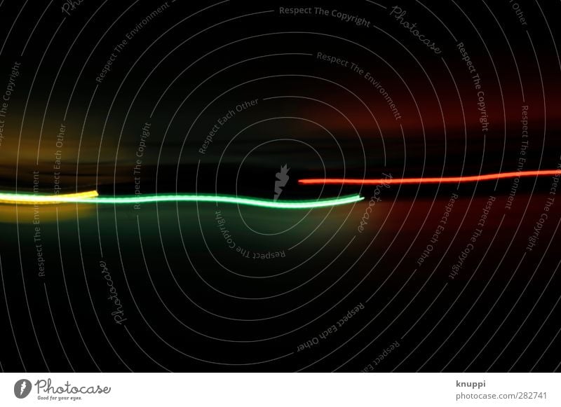 light lines Technology Yellow Green Red Black Light Light (Natural Phenomenon) Line Multicoloured Dark Speed Experimental Long Off the rails Horizontal Lamp